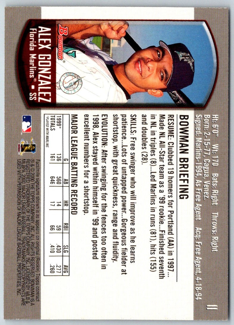 2000 Bowman Alex Gonzalez