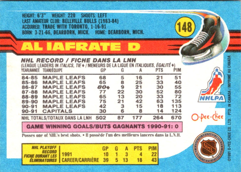 1991 O-Pee-Chee Al Iafrate