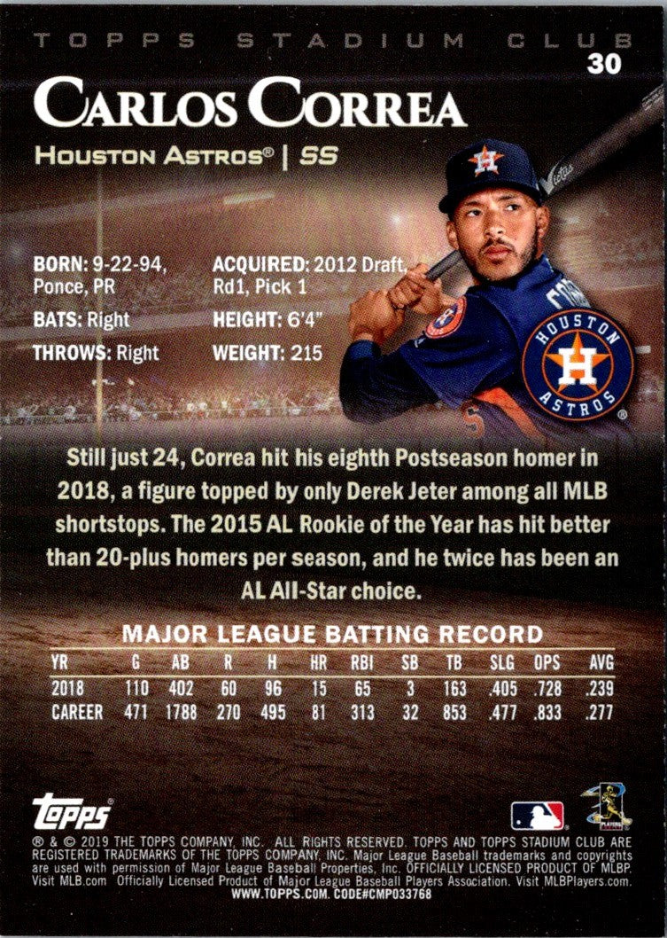 2019 Stadium Club Carlos Correa