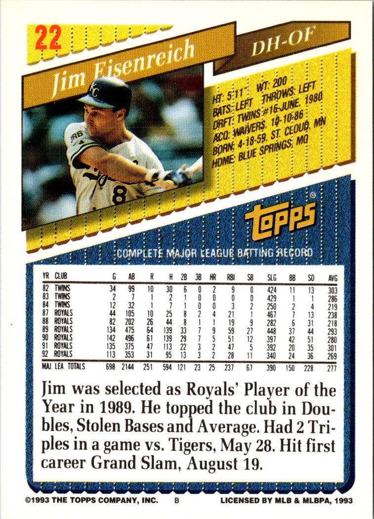 1993 Topps Jim Eisenreich