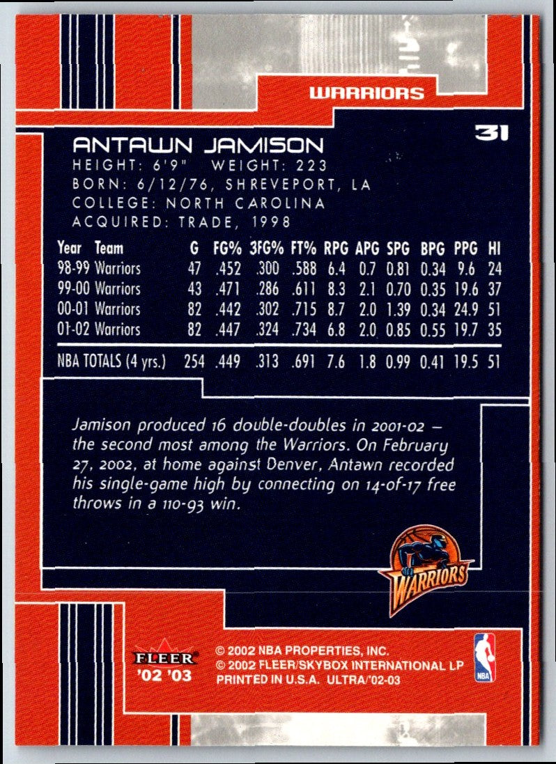 2002 Ultra Gold Medallion Antawn Jamison