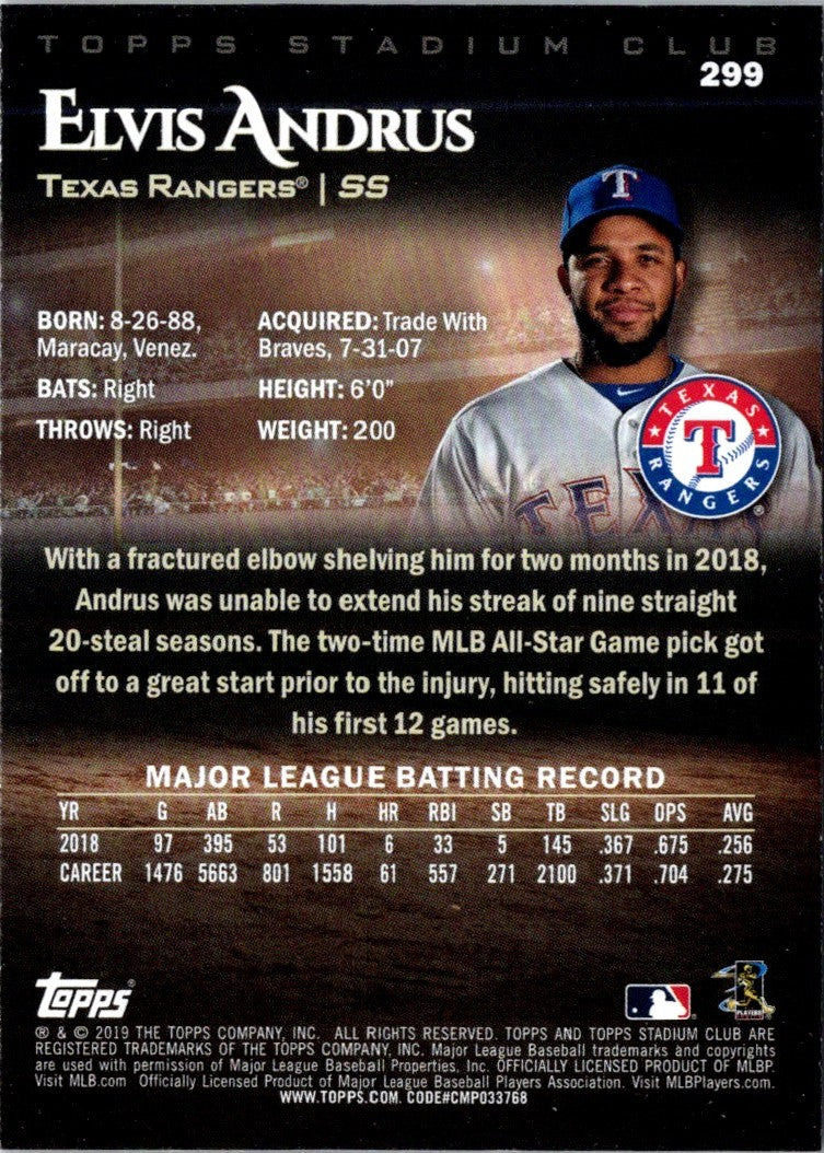 2019 Stadium Club Elvis Andrus