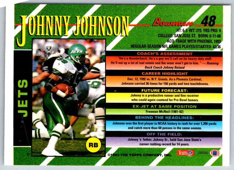 1993 Bowman Football Johnny Johnson