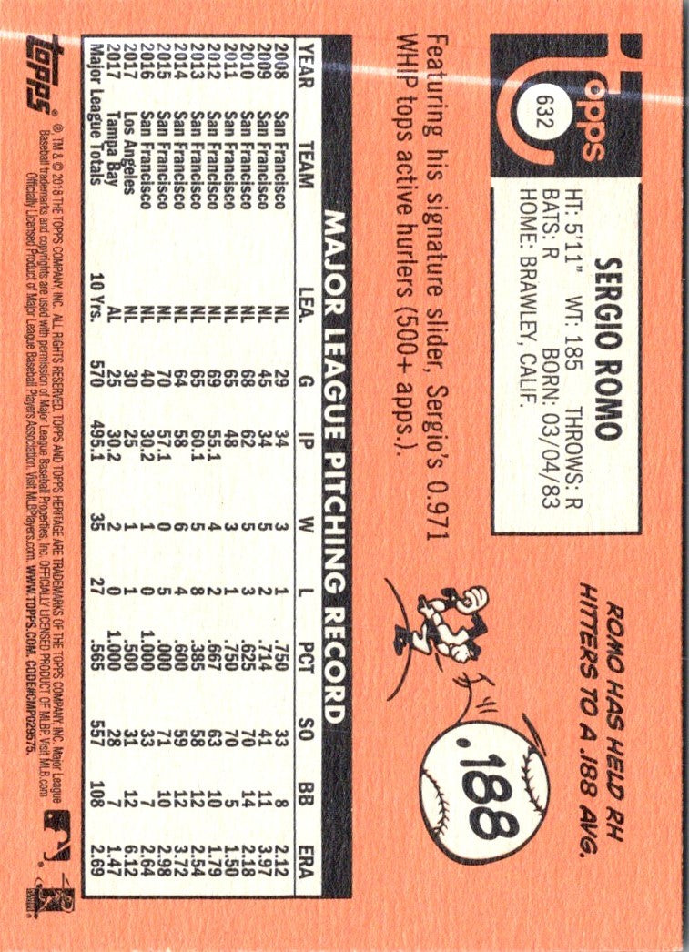 2018 Topps Heritage Sergio Romo
