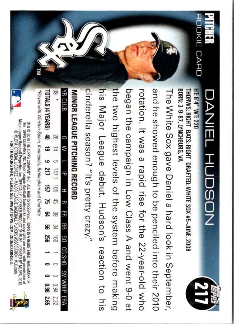 2010 Topps Opening Day Daniel Hudson