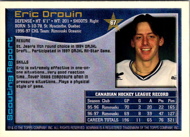 1997 Bowman CHL Eric Drouin