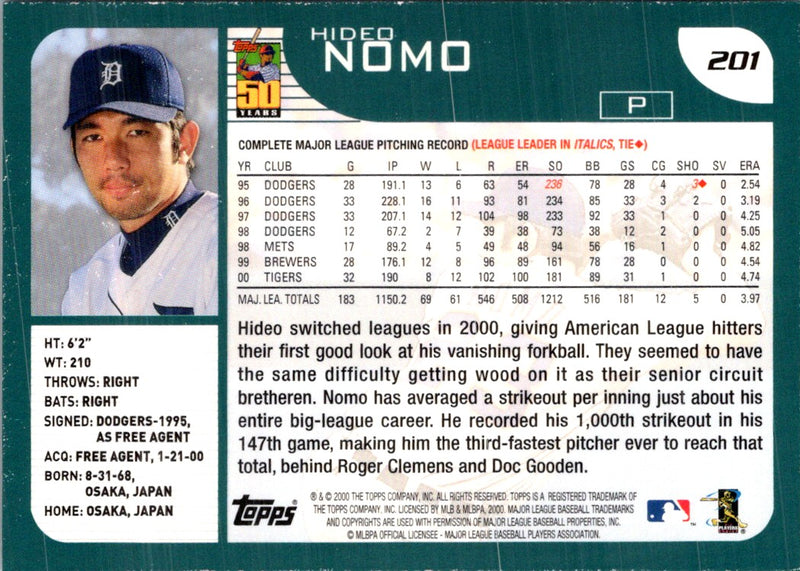 2001 Topps Hideo Nomo