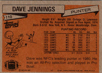 1981 Topps Dave Jennings #110 EX