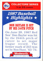 1988 Topps Woolworth Baseball Highlights Don Baylor #1