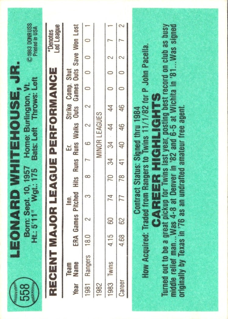 1984 Donruss Len Whitehouse