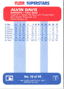 1988 Fleer SuperStars Alvin Davis