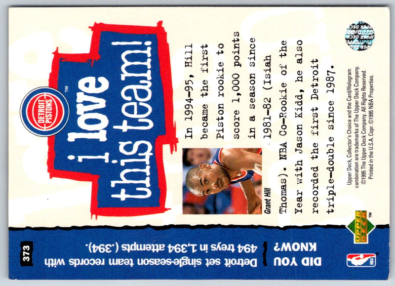 1995 Collector's Choice Grant Hill