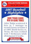 1988 Topps Woolworth Baseball Highlights John Tudor