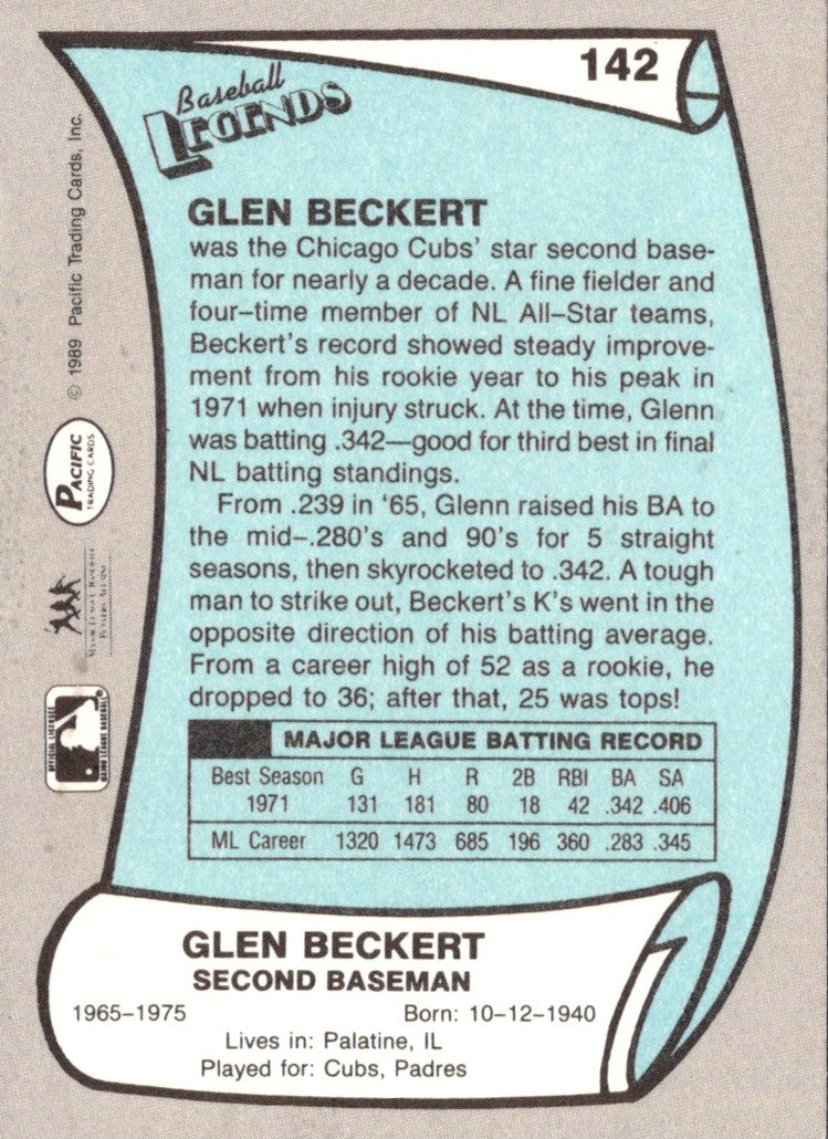 1989 Pacific Legends II Glenn Beckert