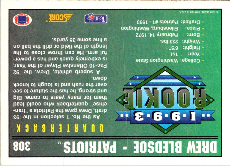 1993 Score Drew Bledsoe