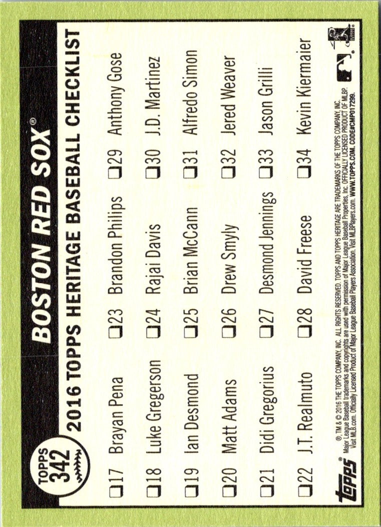 2016 Topps Heritage Boston Red Sox