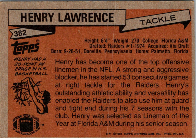 1981 Topps Henry Lawrence