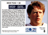 1991 Pro Set WLAF Inserts Brent Pease #8