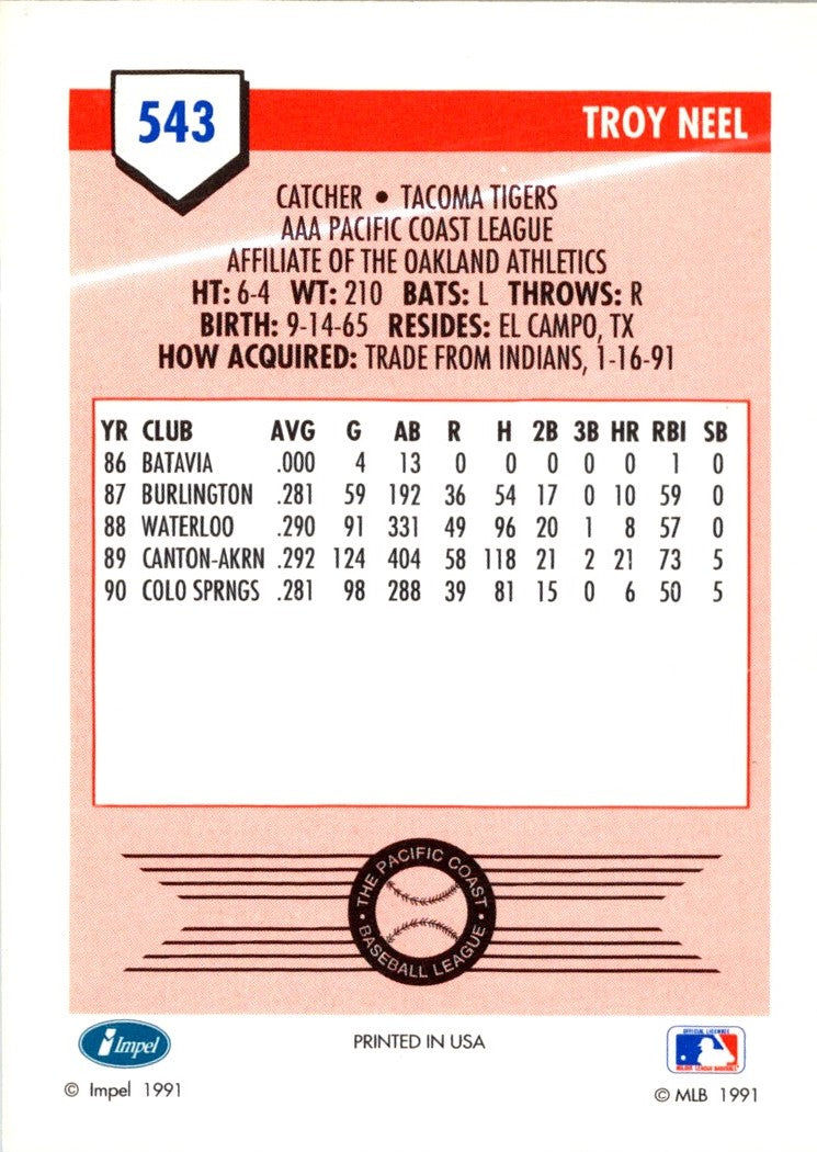 1991 Line Drive AAA Troy Neel