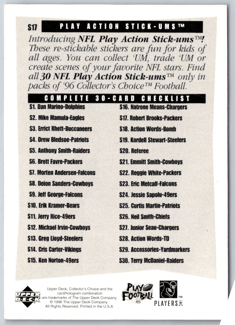 1996 Collector's Choice Stick-Ums Robert Brooks