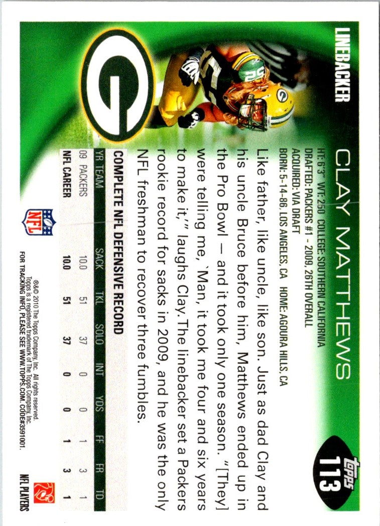 2010 Topps Clay Matthews