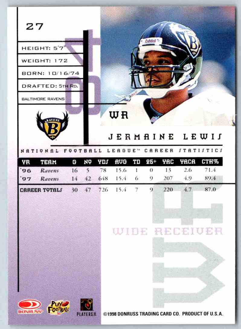 1998 Leaf Rookies And Stars Jermaine Lewis