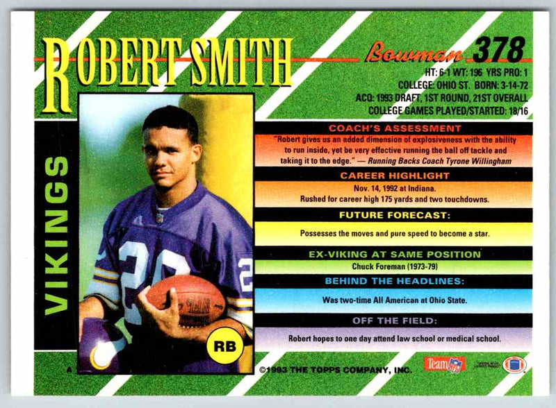 1993 Bowman Football Robert Smith