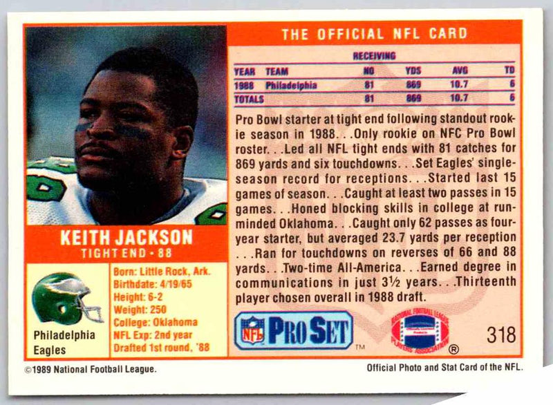 1989 NFL Proset Keith Jackson