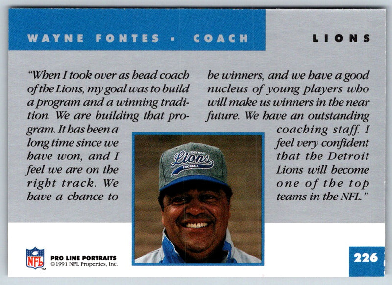 1991 Pro Line Portraits Wayne Fontes