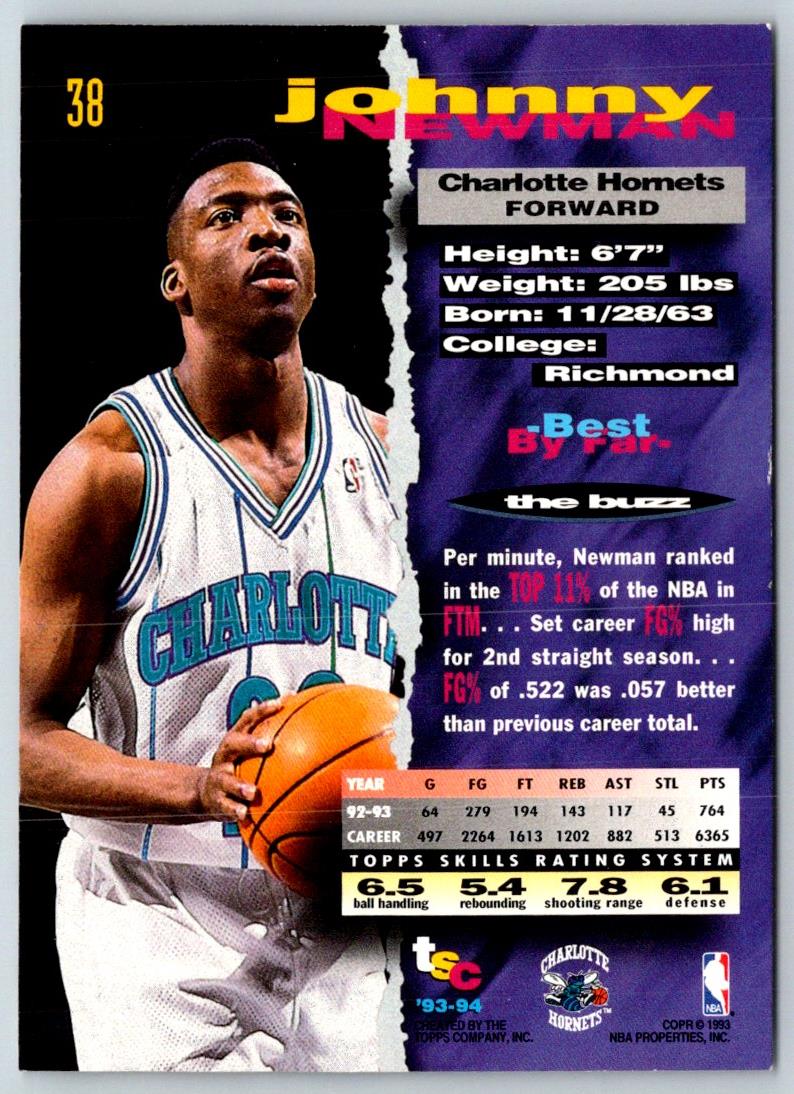 1993 Stadium Club Johnny Newman