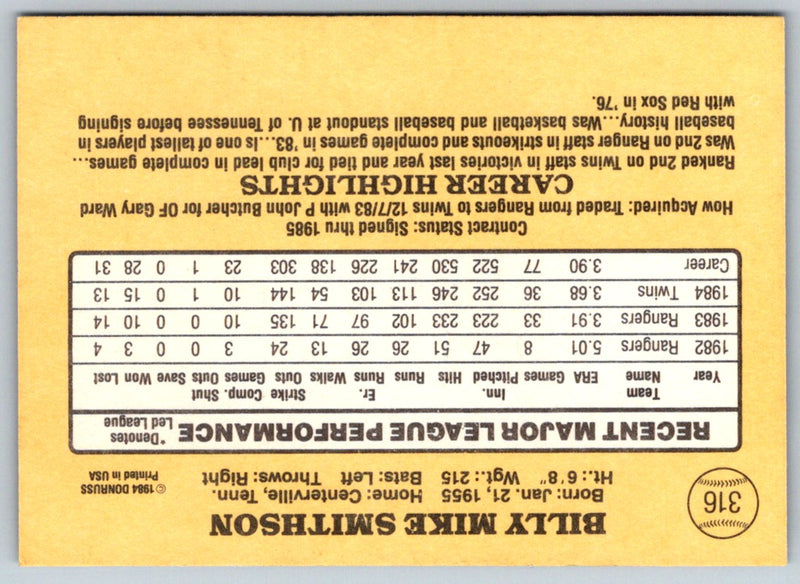 1985 Donruss Mike Smithson