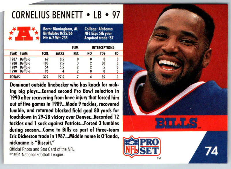 1992 Pro Set Power Cornelius Bennett