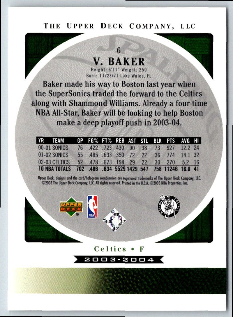 2003 Upper Deck Standing O Vin Baker