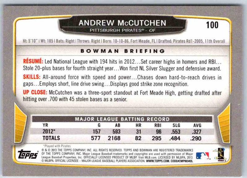 2013 Bowman Andrew McCutchen