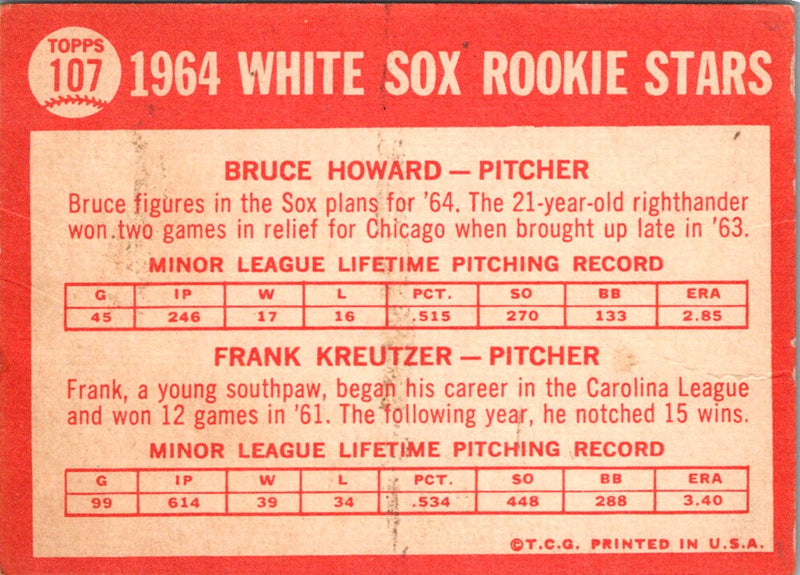 2013 Topps White Sox 1964 Rookie Stars Howard/Kreutzer
