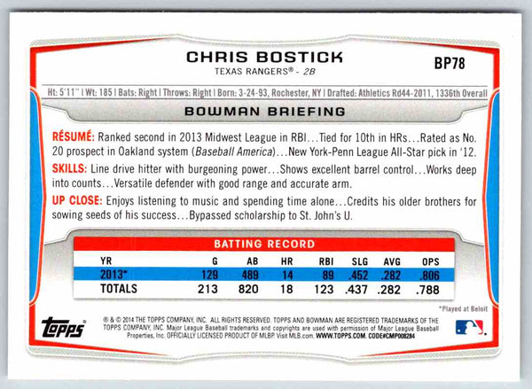 2014 Bowman Chris Bostick #BP78