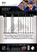 2014 Upper Deck Henrik Sedin