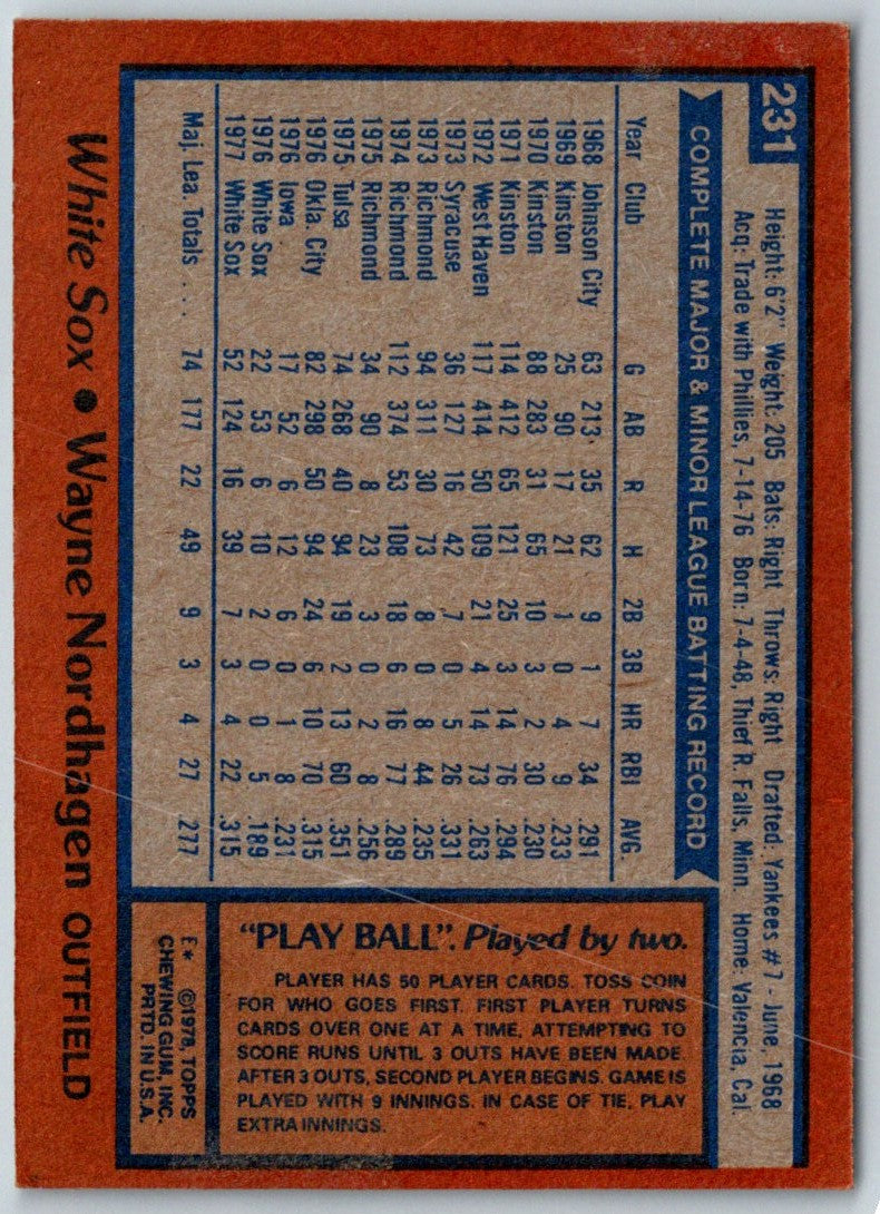 1978 Topps Wayne Nordhagen