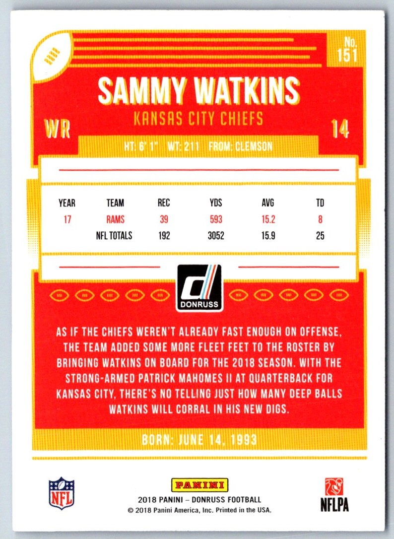 2018 Donruss Sammy Watkins