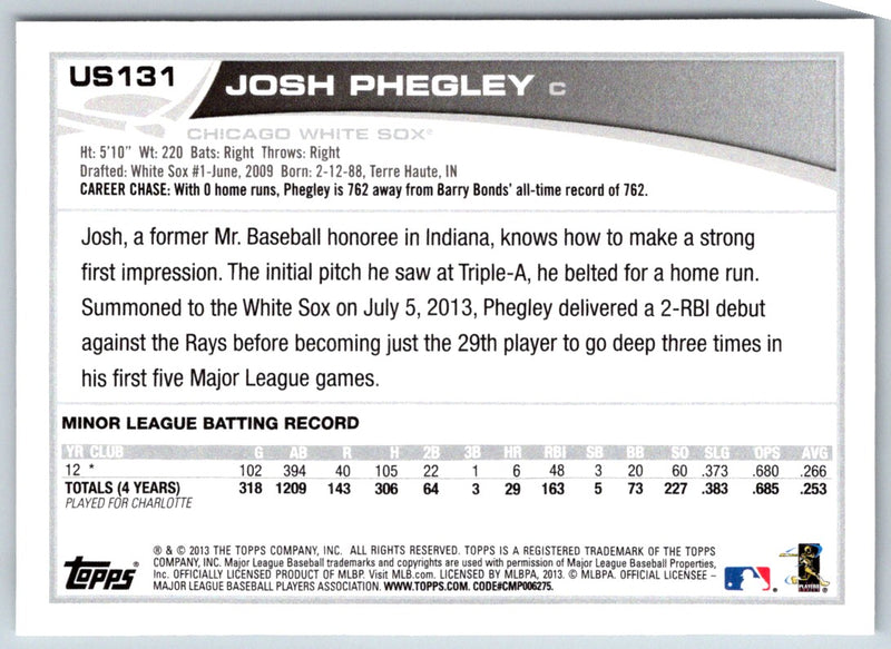 2013 Topps Update Josh Phegley