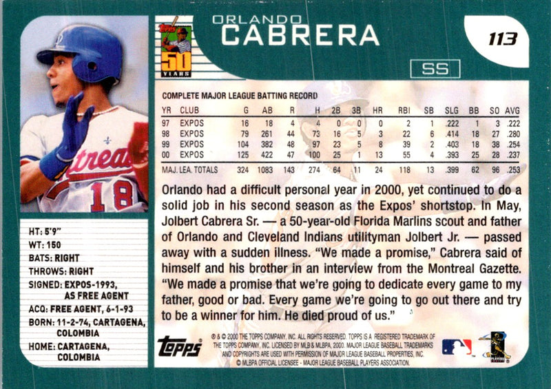 2001 Topps Orlando Cabrera