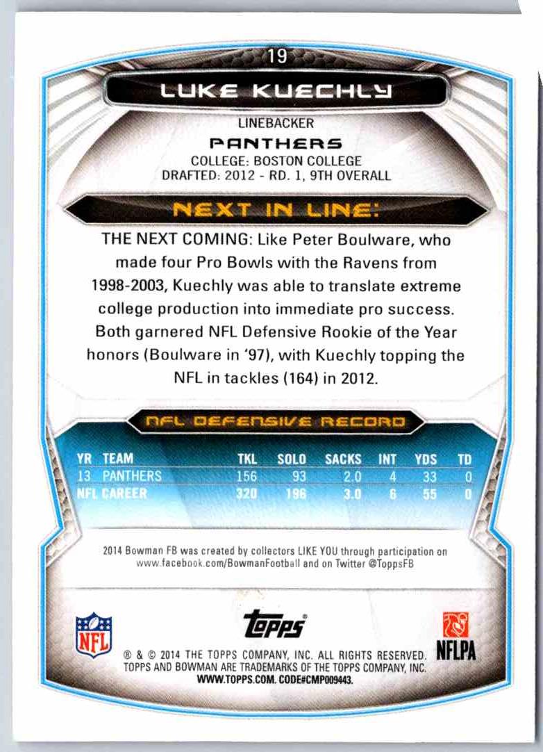 2014 Bowman Football Luke Kuechly