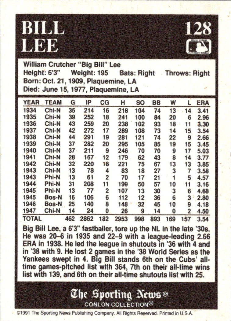1991 Conlon Collection TSN Bill Lee