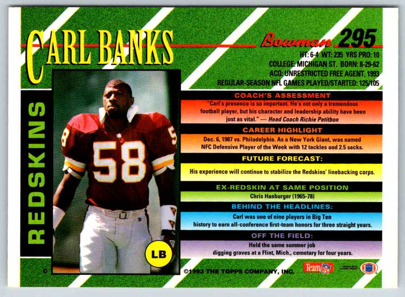 1993 Bowman Football Carl Banks