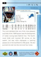 2000 Upper Deck Sedrick Irvin #76