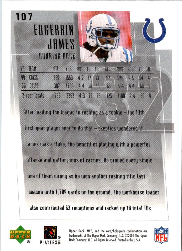 2001 Upper Deck MVP Edgerrin James