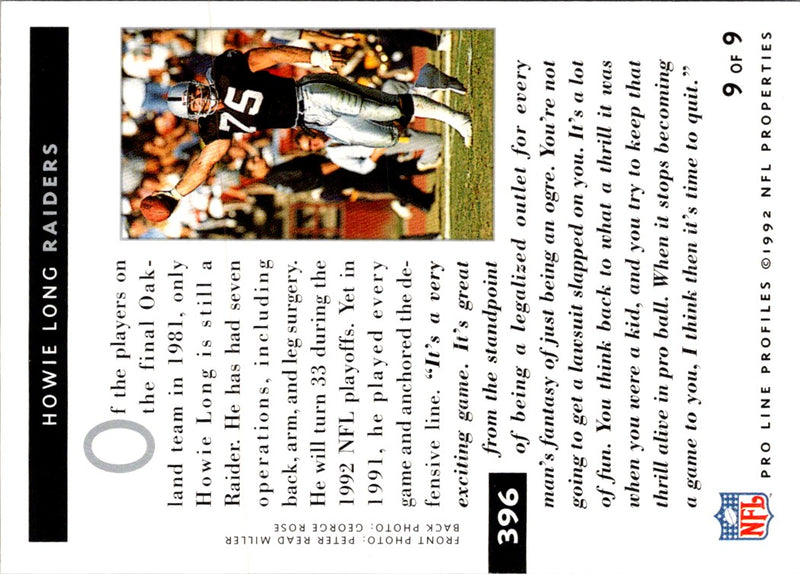 1992 Pro Line Profiles Howie Long