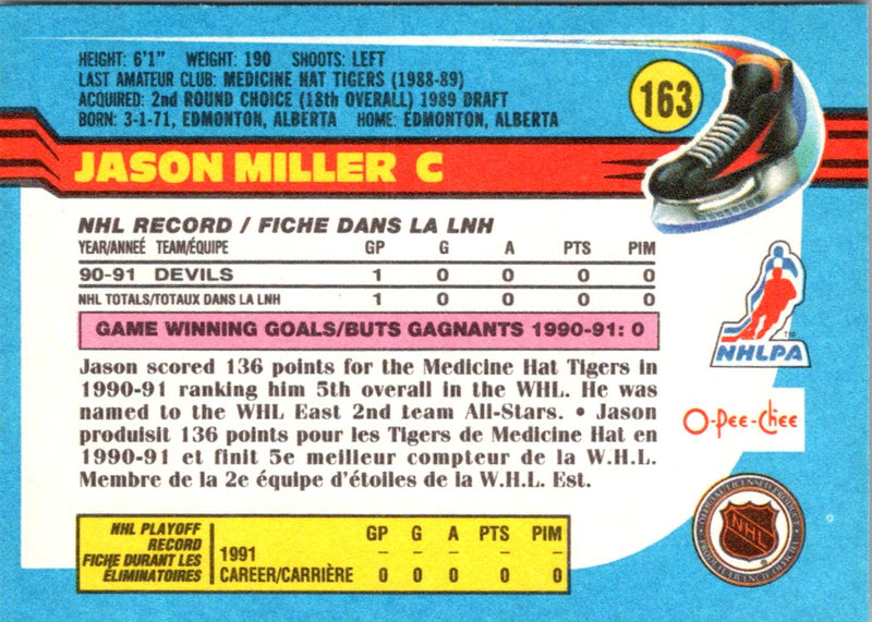 1991 O-Pee-Chee Jason Miller