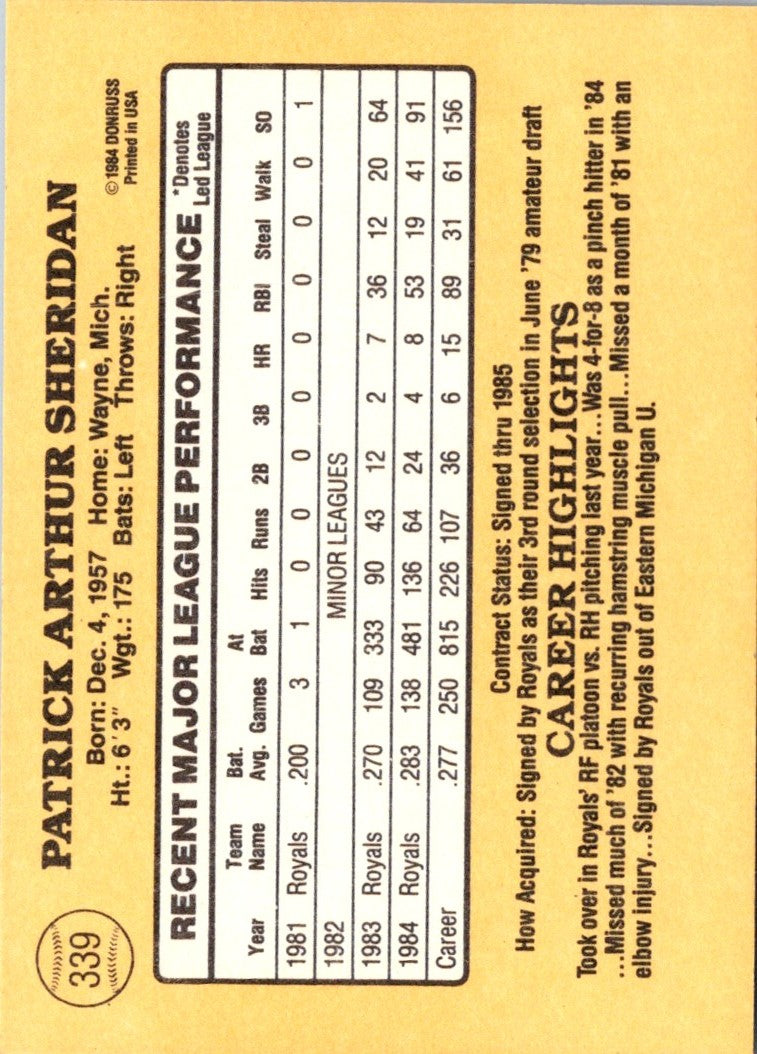 1985 Donruss Pat Sheridan