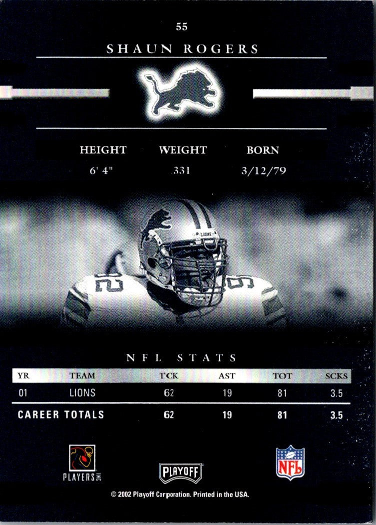 2002 Playoff Prestige Shaun Rogers